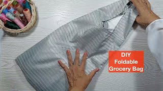 DIY REUSABLE GROCERY BAG  How to Sew Foldable Grocery Bag  Shopping Bag  Eco Bag  Tote Bag [upl. by Enilekaj]