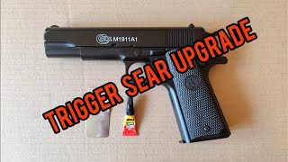 TRIGGER SEAR Upgrade on Cybergun Airsoft Colt 1911 A1 Spring Pistol metal slide [upl. by Zosema]