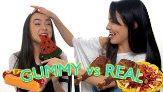 Gummy Food vs Real Food Challenge  Merrell Twins [upl. by Eart]