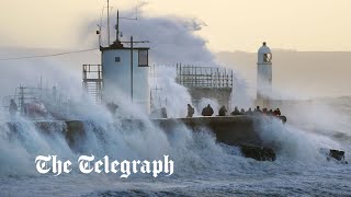 Storm Eunice Winds batter Britain and Army on standby as second red warning issued [upl. by Ateuqirne]