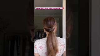 Beautiful Three Knot Pony 🌸🎀 shorts hairstyle hairstyling hairtutorial tutorial [upl. by Nairahcaz]