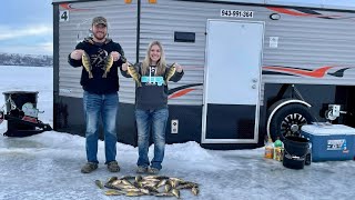 Overnight Ice Castle Catch amp Cook Big Stone Lake MN [upl. by Notsej]