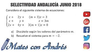 Selectividad Ebau Matemáticas II Andalucía 2018 A3 sistema de ecuaciones con parámetro [upl. by Aelram]