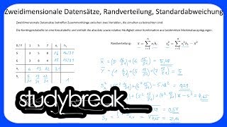 Zweidimensionale Datensätze Randverteilung Standardabweichung  Statistik [upl. by Eznyl]