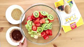 CanMar Golden Roasted Flax Recipes Scrumptious Fruit Salad [upl. by Tiat]