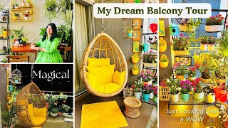 My Dream Balcony Tour amp Organization Ideas  DIY Decor With Lights  Terrace Garden Decorating Tips [upl. by Notniuqal754]