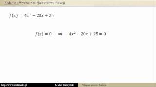 Wyznacz miejsca zerowe funkcji  zadanie 4 [upl. by Ahsenhoj971]