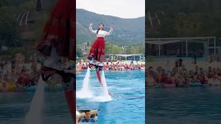 Beautifull flyboarding girl 🧡🧡💦dama900m flyboard top love amusementpark adventure [upl. by Dragon537]