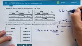 ALEKS  Predicting the Qualitative AcidBase Properties of Salt [upl. by Dleifyar81]