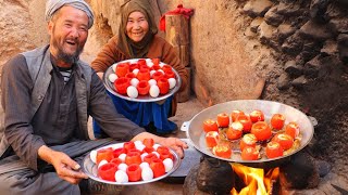 Lifestyle of an elderly couple in the cave Delicious food recipe Village Life Afghanistan [upl. by Dazraf]