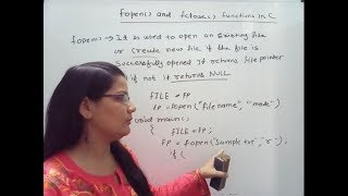 fopen and fclose function in C in Hindi Lec68C Programming Tutorial in Hindi [upl. by Mavra]