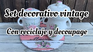 3 decoraciones vintage reciclando con decoupage [upl. by Brenna]