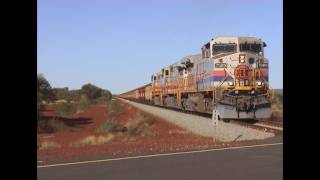 Railways in Australia GE power and 234 cars of iron ore [upl. by Bessie906]