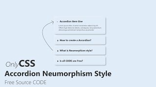 Accordion Neumorphism with HTML and CSS  Web Design  rayencode [upl. by Maillil]