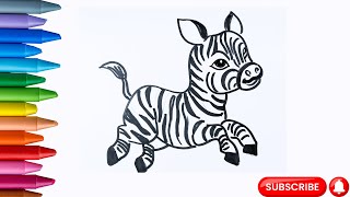 How to draw Zebra easy art cartoon cartoondrawing zebra [upl. by Lain]