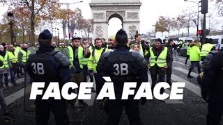 Les images des heurts entre gilets jaunes et police sur les ChampsElysées [upl. by Atal]