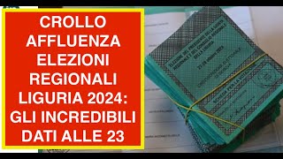 CROLLO AFFLUENZA ELEZIONI REGIONALI LIGURIA 2024 GLI INCREDIBILI DATI ALLE 23 [upl. by Marita]