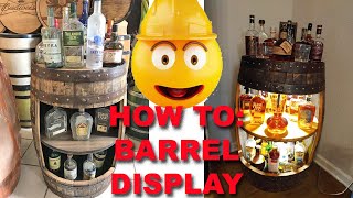 Learn How To Make a Whiskey Barrel Display Focus on Installing the Shelf for this Barrel Furniture [upl. by Adnawahs]