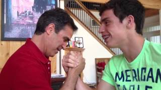 Arm Wrestling my Dad he cheats [upl. by Anawqahs]