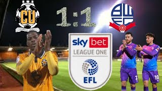 Cambridge United 1 Bolton 1 Match Vlog [upl. by Etnoved]