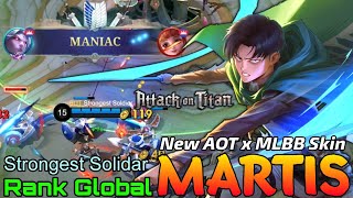 Levi Martis New Attack on Titan Skin Gameplay  Top Global Martis by Strongest Soldier  MLBB [upl. by Brotherson]