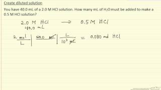 Create Diluted Solution Example [upl. by Ellehcim614]