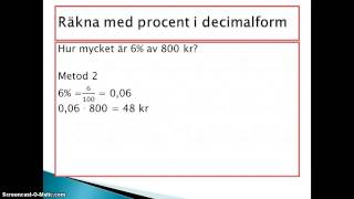 Räkna med procent i decimalform [upl. by Euqinomod]