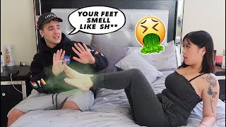 EXTREME STINKY FEET PRANK ON BOYFRIEND [upl. by Birk]