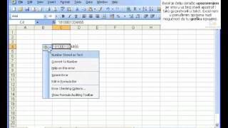 MS Excel  upotreba apostrofa kod unosa brojčanih vrijednosti [upl. by Sucam211]