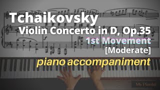 Tchaikovsky  Violin Concerto in D Op35 1st Mov Piano Accompaniment Moderate [upl. by Kamerman]