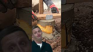 Deck beam post concrete footings with brackets Also SLUMP construction diy concrete [upl. by Ahsiken]