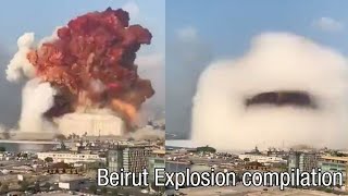 Beirut Lebanon Explosion Video Compilation  Compilado de la explosión en Beirut Líbano [upl. by Sulecram12]