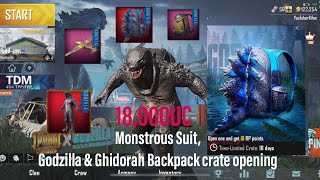 Monstrous Godzilla Suit Crate Opening  Ghidorah amp Godzilla Backpack  PUBG MOBILE [upl. by Akfir]