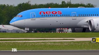 Beautiful NEOS Boeing 7879 Dreamliner EINYE TUI Ops BY2787 Malaga AGP To Manchester MAN 1452023 [upl. by Norehs]