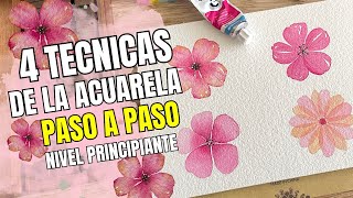 4 Técnicas Esenciales en Acuarela Aplicadas en Flores  Tutorial Paso a Paso [upl. by Relyks]