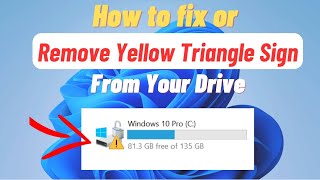 Yellow triangle warning on C Drive D drive on Windows 1110  Yellow Sign on C Drive in Windows 11 [upl. by Wemolohtrab740]