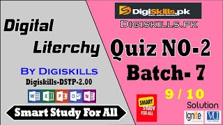 Digital Literacy Quiz No 2 Batch 7 Digiskills 200 By Smart Study For ALL [upl. by Robison175]