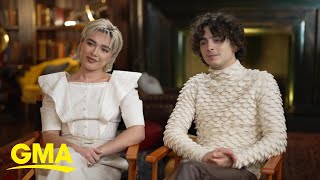 Timothee Chalamet and Florence Pugh talk Dune Part Two [upl. by Terryn]