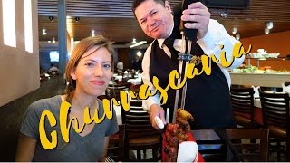 Churrascaria Churrasco style Brazilian meat buffet in Rio de Janeiro Brazil [upl. by Neenad127]