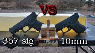 357 sig VS 10mm Federal HST Ballistics Gel Test [upl. by Ahsined]