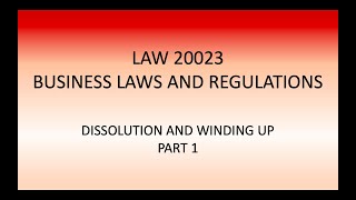 LAW20023  Partnership Dissolution and Winding Up Part 1 [upl. by Derte106]