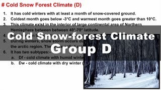 Koppen Scheme  Cold Snow Forest Climate D  UPSC IAS Geography [upl. by Anekahs]