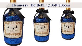 Hennessy Bling Bottle  Custom Label Detailed Video  Tips and Tricks  VLOGMAS DAY 7 [upl. by Service540]