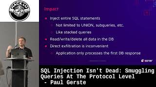 SQL Injection Isnt Dead Smuggling Queries At The Protocol Level  Paul Gerste [upl. by Auqcinahs603]