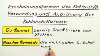 ERSCHEINUNGSFORMEN DES KOHLENSTOFFS VERWENDUNG UND ANORDNUNG DER KOHLENSTOFFATOME  Chemie [upl. by Lyndell501]