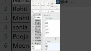 How to Translate English to hindi in Excel shortsvideo tipsandtricks trendingshorts shortcutkeys [upl. by Holtz]