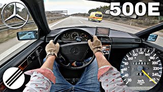 MercedesBenz W124 500E TOP SPEED DRIVE ON GERMAN AUTOBAHN🏎 [upl. by Leahcimsemaj]