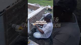 Building a Genstone sitting wall shorts satisfying concrete construction design diy skills [upl. by Engeddi]