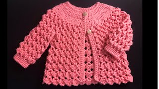 Crochet Jacket or Coat for girls Crochet sweater cardigan 18 yrs How to Crochet Crochet for Baby [upl. by Amelus185]