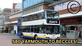 BorderBusLtd Great Yarmouth ➜ James P Hospital ➜Willingham ➜ Beccles then continues to Bungay [upl. by Kostival]